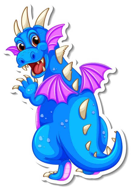 Free vector fantasy dragon cartoon character sticker