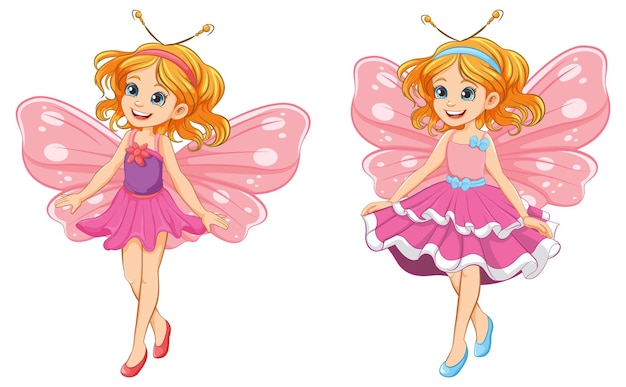 Free Vector fantasy fairy cartoon character in princess party outfit