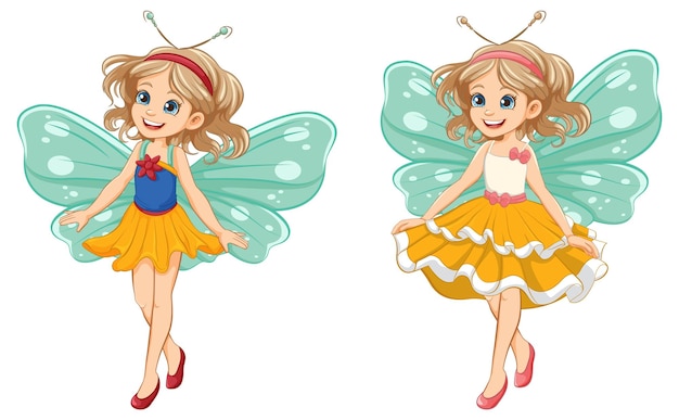 Free Vector fantasy fairy cartoon character in princess party outfit