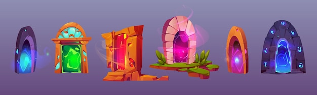 Free vector fantasy fairy magic portal cartoon game vector