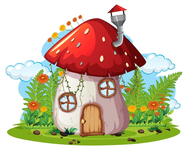 Fantasy mushroom house isolated on white