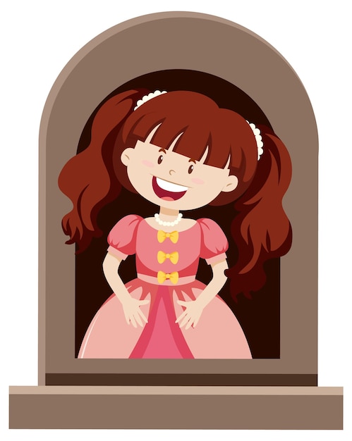 Fantasy princess character by the window on white background