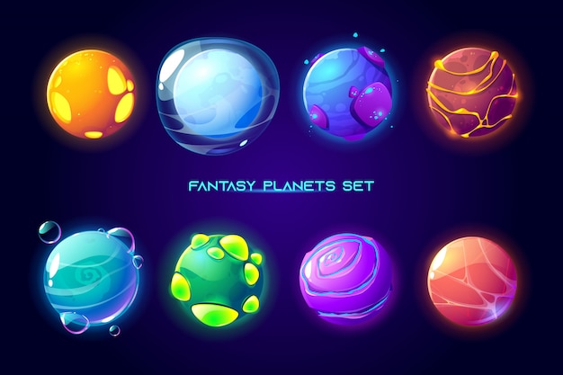 Fantasy space planets for ui galaxy game