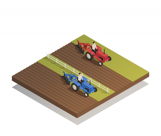 Free Vector farm agricultural machinery isometric composition