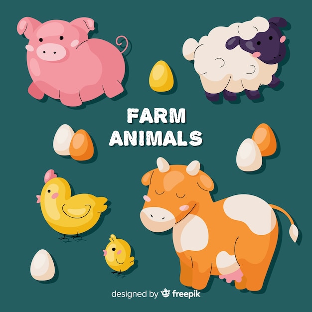 Free Vector farm animal collection