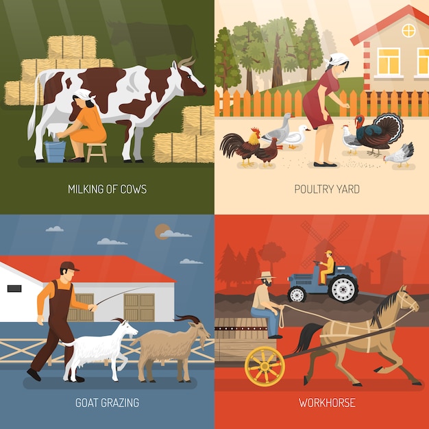 Free vector farm animals design concept