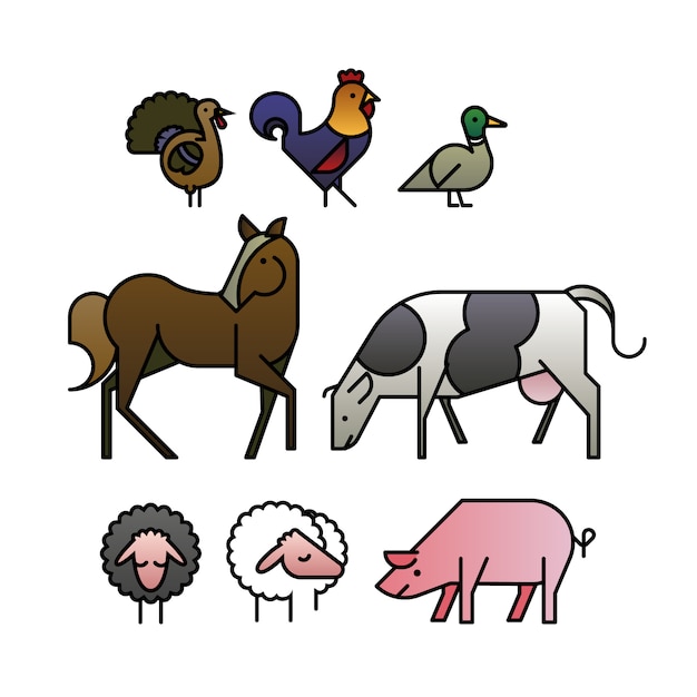 Farm animals flat design