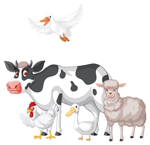 Free Vector farm animals on white background