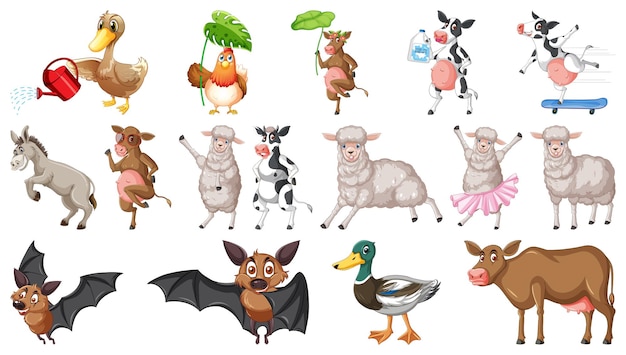 Free Vector farm animals on white background