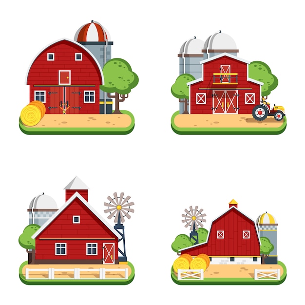 Free Vector farm flat isolated decorative icons