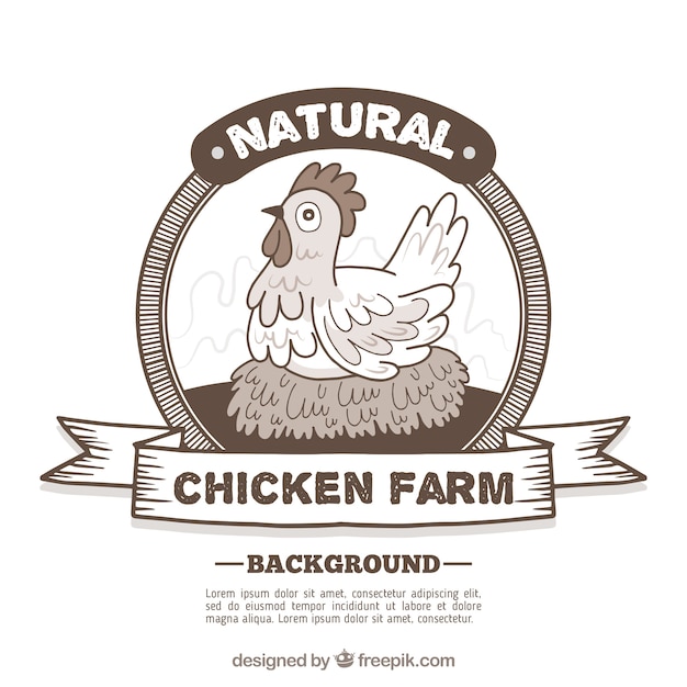 Free vector farm hen retro badge background