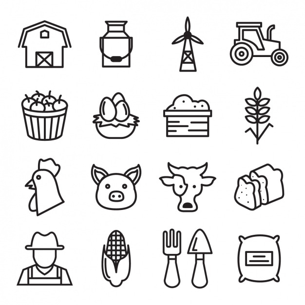 Free vector farm icons collection