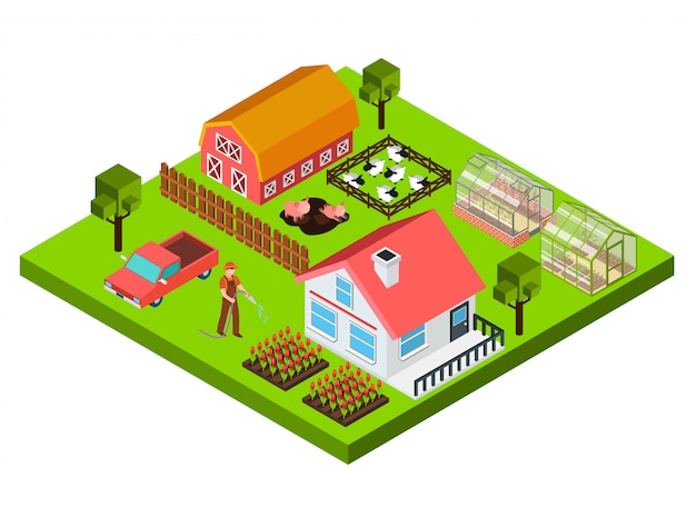 Free Vector farm isometric concept