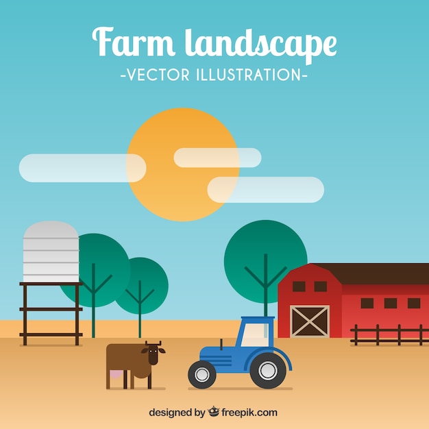 Farm landscape in flat design