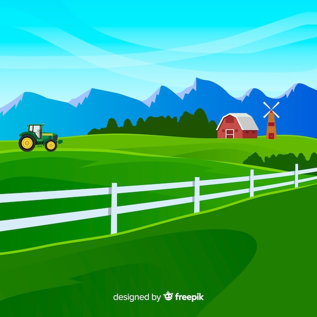 Farm landscape in flat style