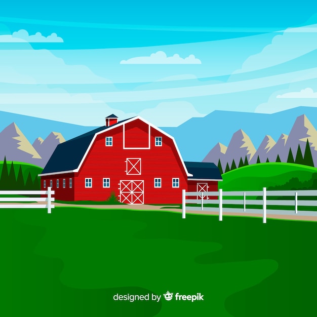 Free vector farm landscape in flat style