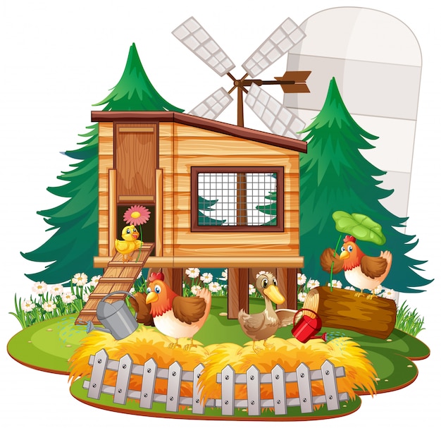 Free Vector farm theme background with farm animals