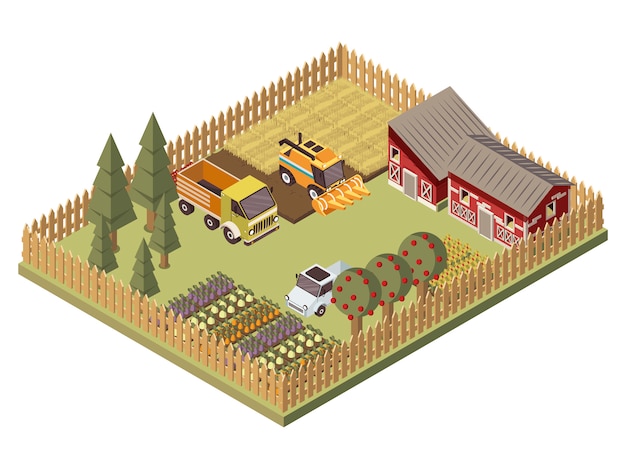 Farm Vehicles Isometric Design