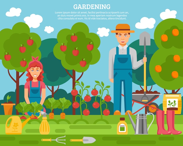 Free Vector farmer family concept