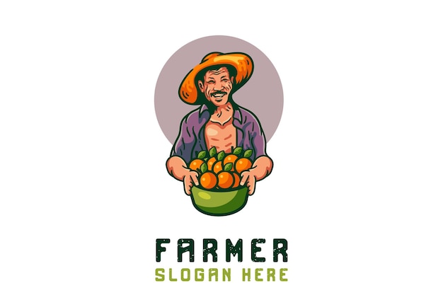 Free Vector farmer orange fruits mascot logo