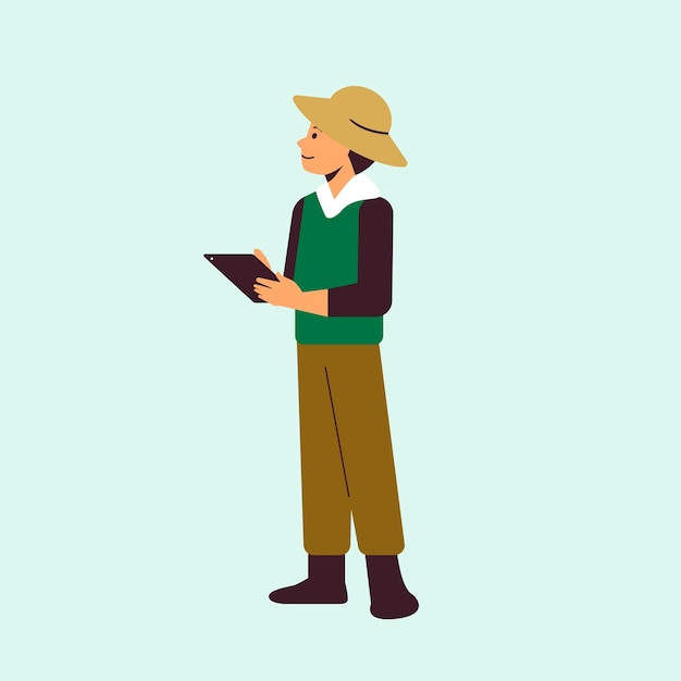 Farmer using agricultural technology vector