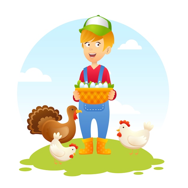 Farmer Woman With Chicken