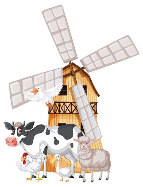 Free Vector farming theme with many animals