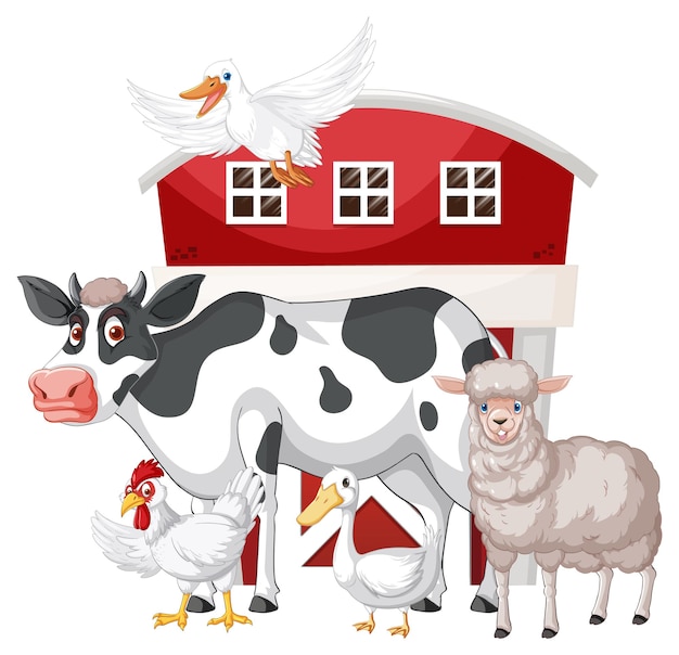 Free Vector farming theme with many animals