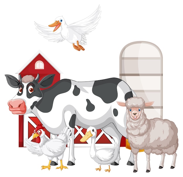 Free Vector farming theme with many animals