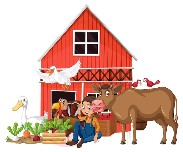 Free Vector farming theme with many animals