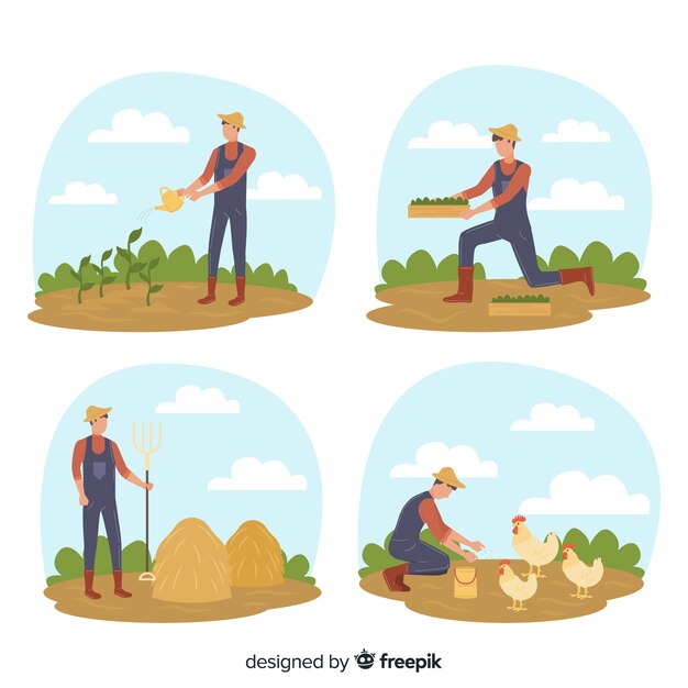 Farmland activity character illustration