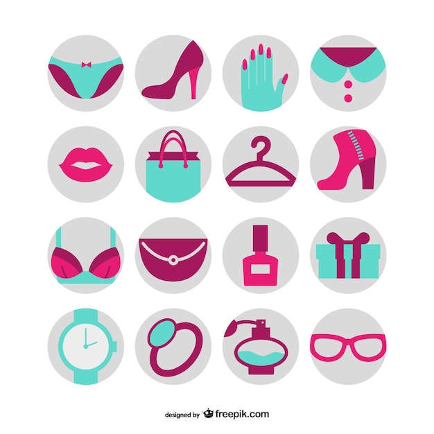 Free Vector fashion and beauty icons