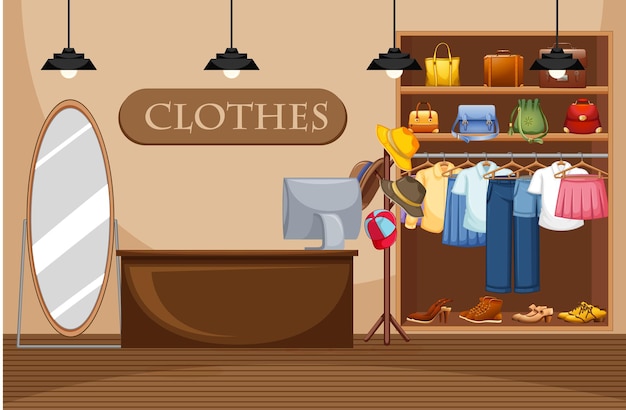 Fashion clothes store illustration