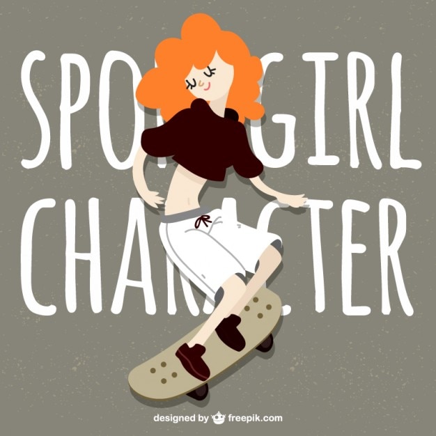 Free Vector fashion girl with her skateboard