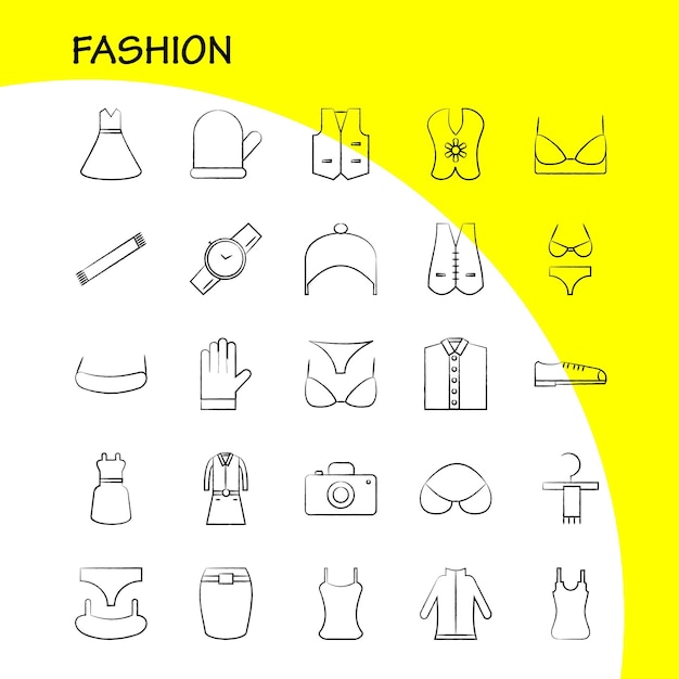 Free Vector fashion hand drawn icons set for infographics