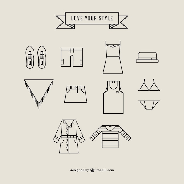 Fashion icons clothing vector