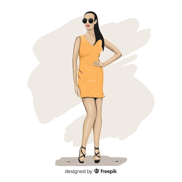 Free Vector fashion illustration with female model