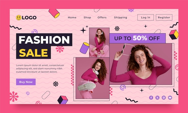 Free vector fashion landing page template