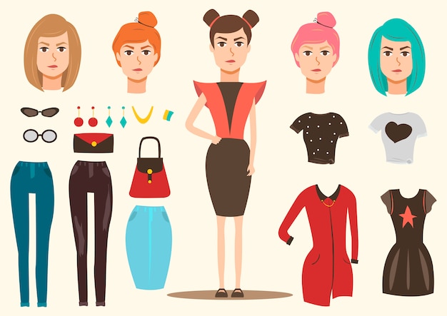 Free Vector fashion model elements set