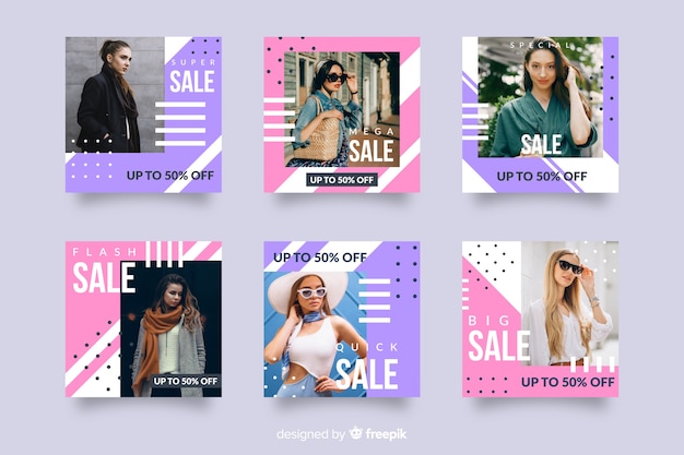 Free Vector fashion sale abstract instagram post set