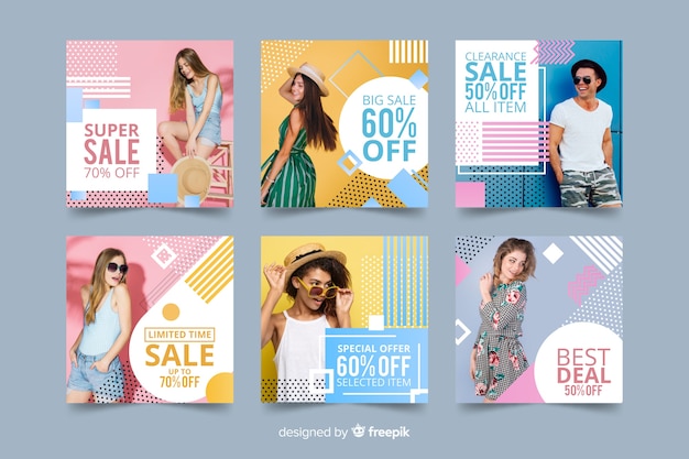 Fashion sale banner collection with photo