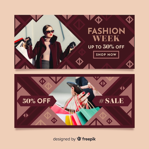 Free Vector fashion sale banner collection