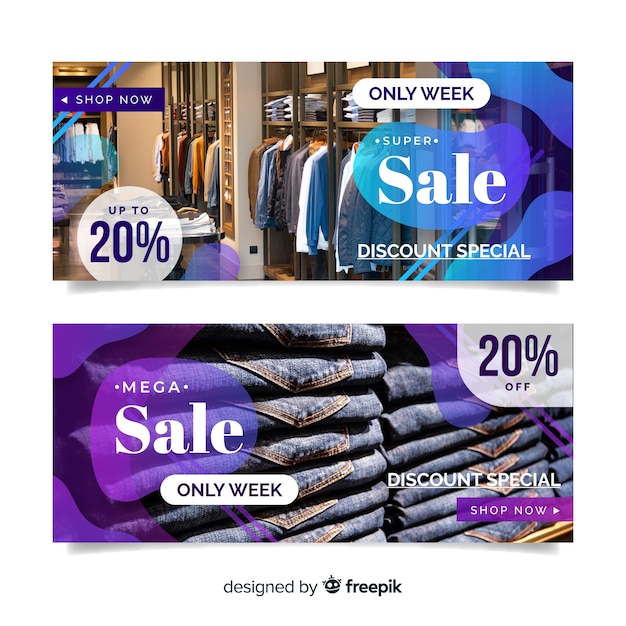 Free Vector fashion sale banner collection