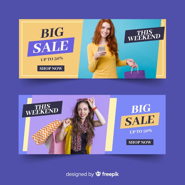 Free Vector fashion sale banner collection