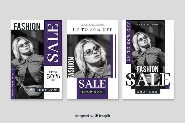 Free Vector fashion sale banner with photo