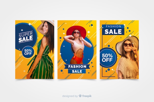 Free Vector fashion sale banners with photo