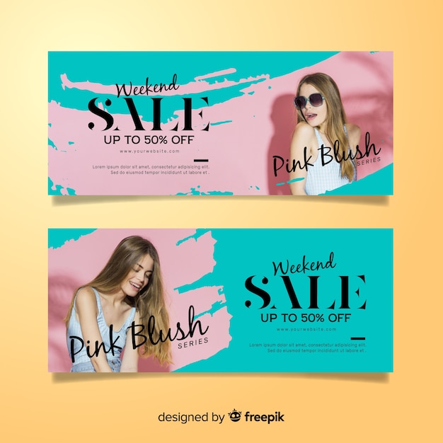 Free Vector fashion sale banners with photo