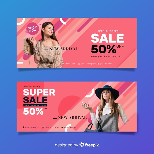 Fashion sale banners with photo