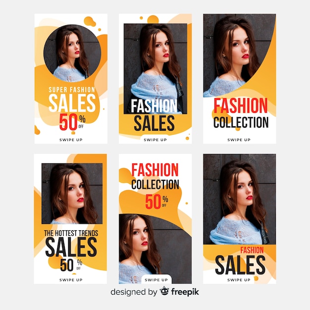 Free Vector fashion sale instagram stories collection