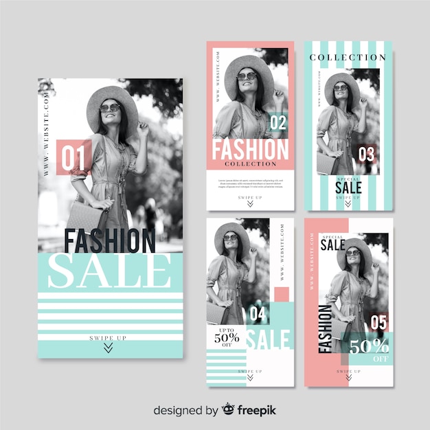 Free Vector fashion sale instagram stories with photo